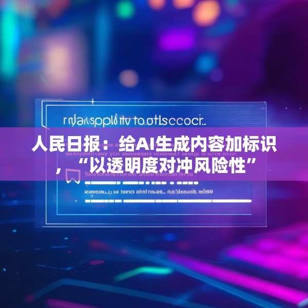 人民日报：给AI生成内容加标识，“以透明度对冲风险性”