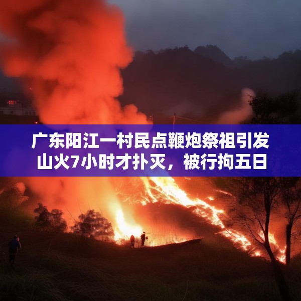 广东阳江一村民点鞭炮祭祖引发山火7小时才扑灭，被行拘五日