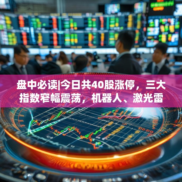 盘中必读|今日共40股涨停，三大指数窄幅震荡，机器人、激光雷达概念走强