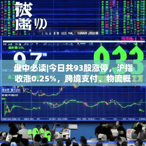 盘中必读|今日共93股涨停，沪指收涨0.25%，跨境支付、物流概念集体走高