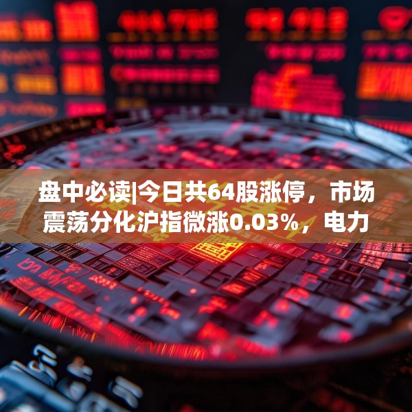 盘中必读|今日共64股涨停，市场震荡分化沪指微涨0.03%，电力、银行表现活跃