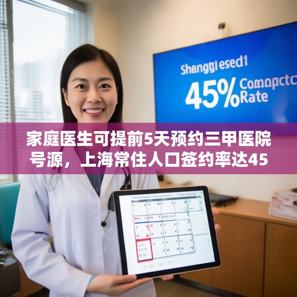 家庭医生可提前5天预约三甲医院号源，上海常住人口签约率达45%