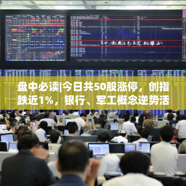 盘中必读|今日共50股涨停，创指跌近1%，银行、军工概念逆势活跃