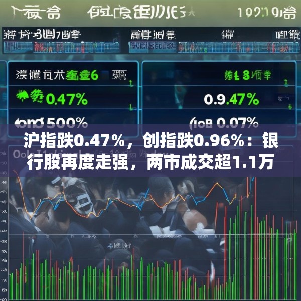 沪指跌0.47%，创指跌0.96%：银行股再度走强，两市成交超1.1万亿元