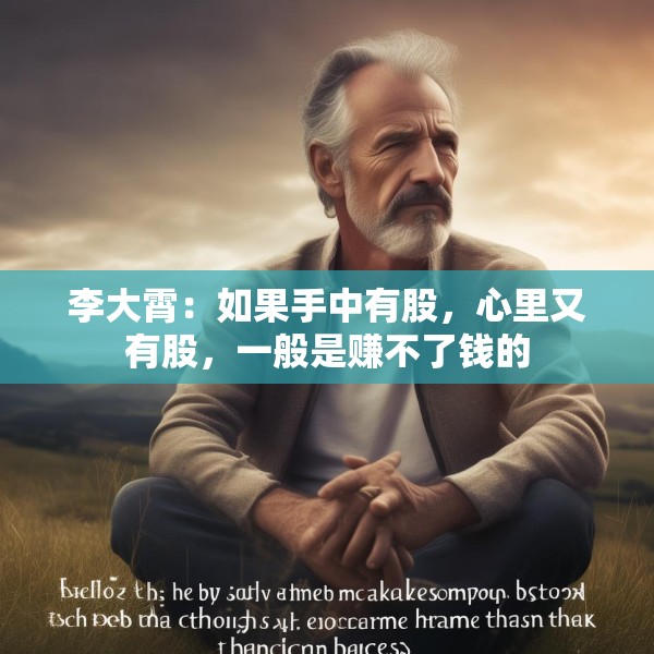 李大霄：如果手中有股，心里又有股，一般是赚不了钱的