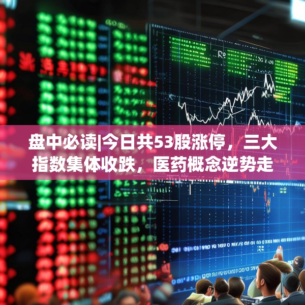 盘中必读|今日共53股涨停，三大指数集体收跌，医药概念逆势走高