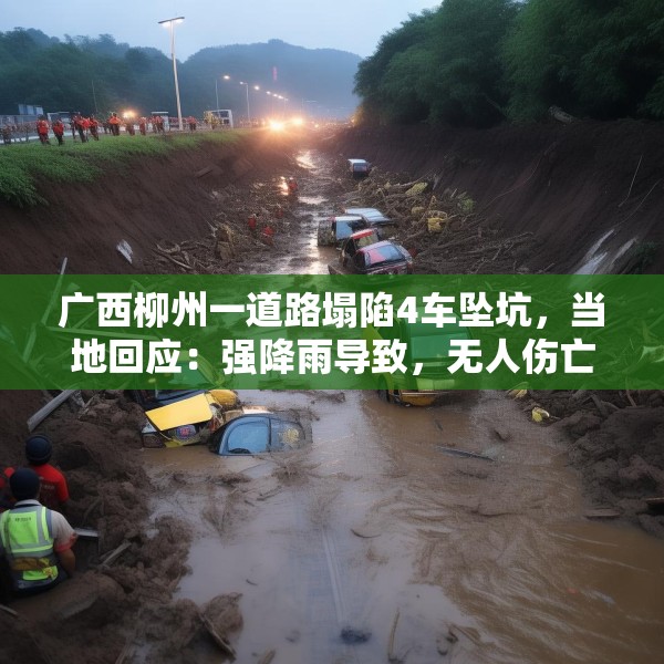 广西柳州一道路塌陷4车坠坑，当地回应：强降雨导致，无人伤亡