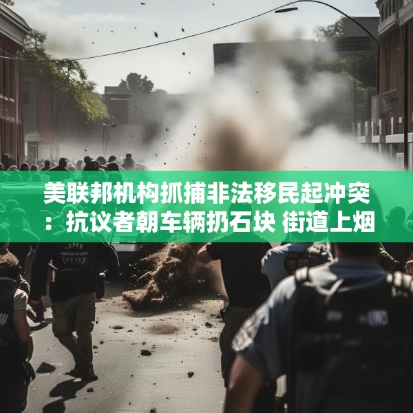 美联邦机构抓捕非法移民起冲突：抗议者朝车辆扔石块 街道上烟雾弥漫